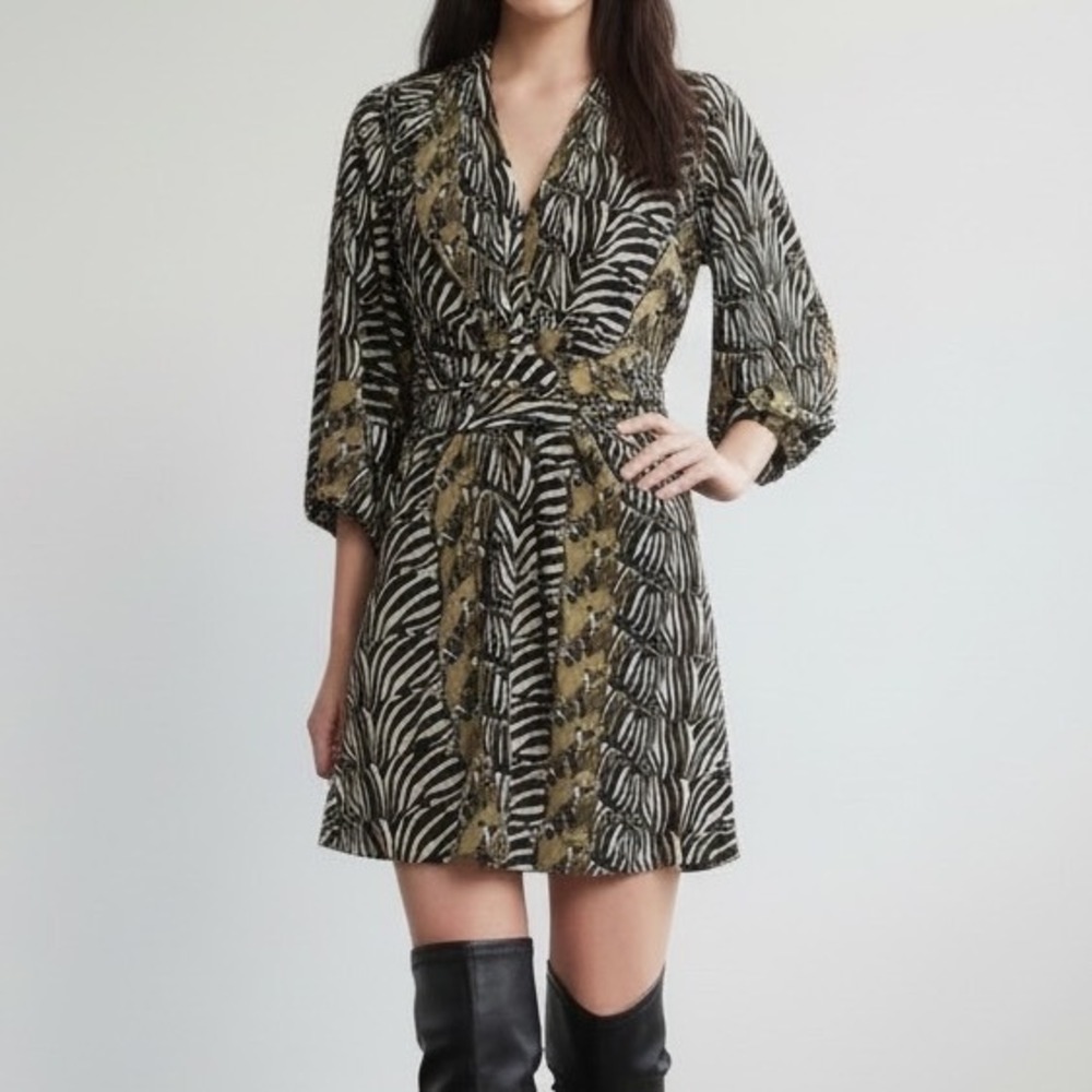 Banana Republic Issa London Zebra Print Kimono Dress Animal Print Mini size 2